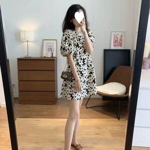 Floral Black and White Dress